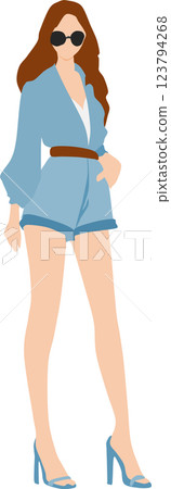 Illustration of a woman wearing summer clothes Illustration of a woman wearing summer clothes 123794268