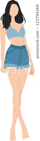 Illustration of a woman wearing summer clothes Illustration of a woman wearing summer clothes 123794269