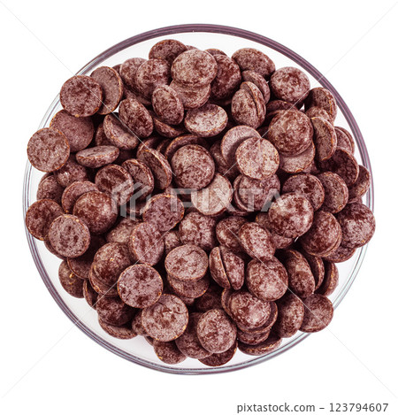 Bowl of circular chocolates Bowl of circular chocolates 123794607