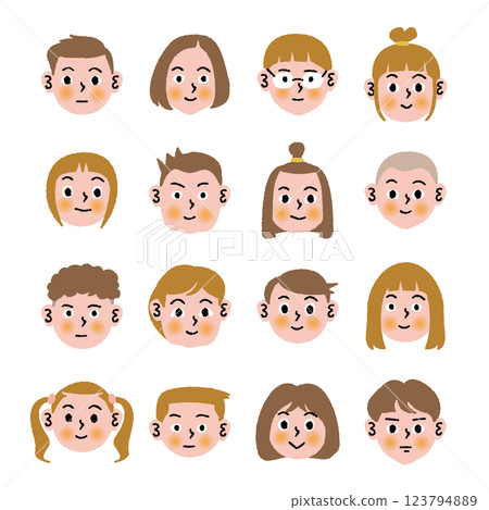 These are the faces of 16 children. 123794889