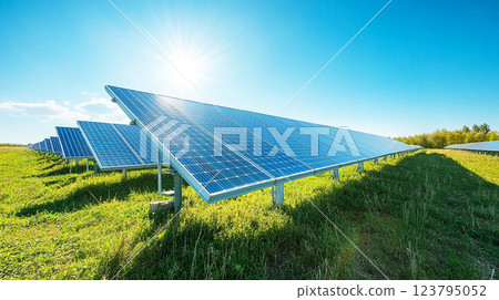 Solar panels installed outdoors 123795052