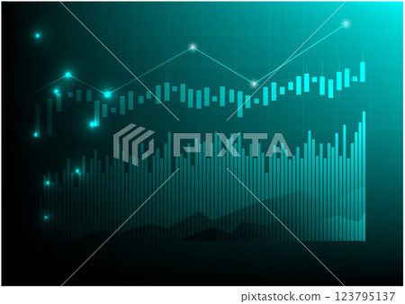 Stock market or forex trading graph and candlestick chart suitable for financial investment concept. Economy trends background for business idea and abstract finance background. Vector illustration. 123795137