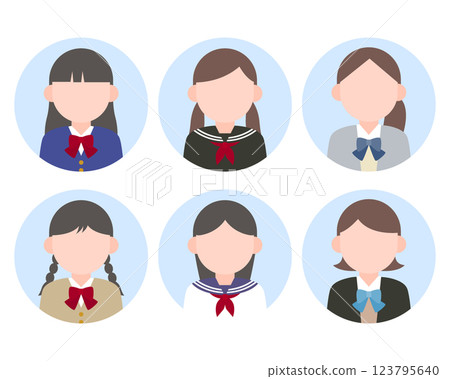 Simple icon set of schoolgirls Simple icon set of schoolgirls 123795640