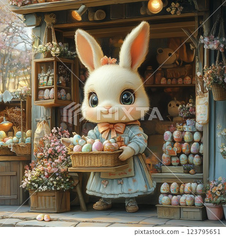 Easter marketplace with cute animal vendors Easter marketplace with cute animal vendors 123795651