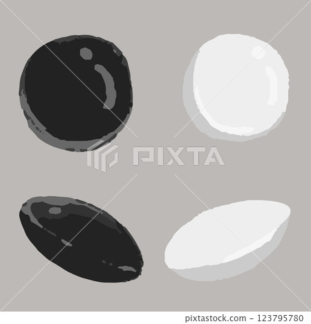 Hand-drawn illustration of go stones Hand-drawn illustration of go stones 123795780