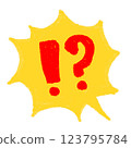Hand-drawn illustration of a speech bubble with the word ? 123795784