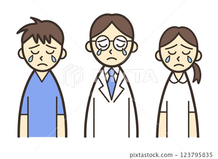 Three crying medical workers Three crying medical workers 123795835