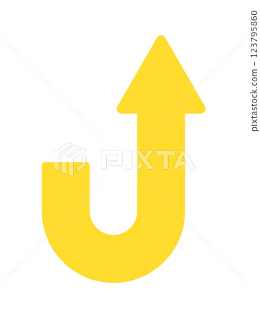 Yellow arrow icon curved upwards - Image illustration for attention, caution, rapid rise, etc. Yellow arrow icon curved upwards - Image illustration for attention, caution, rapid rise, etc. 123795860