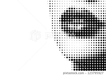 Halftone Portrait with Stylized Lips in Black and White Halftone Portrait with Stylized Lips in Black and White 123795927