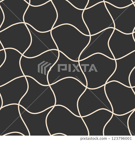Seamless abstract checkered pattern on black background, hand drawn vector illustration for packaging Seamless abstract checkered pattern on black background, hand drawn vector illustration for packaging 123796001