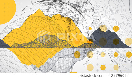 Abstract image of a wireframe sphere with a plexus effect. Science and technology creative theme. Vector. 123796011