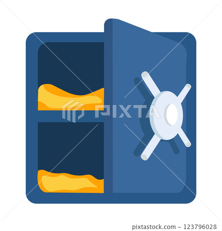 Safe with open door and gold bars inside at a digital bank 123796028