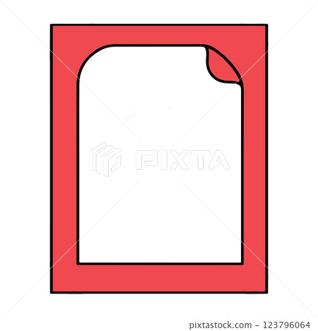Blank sheet of paper with curled corner within a red border design Blank sheet of paper with curled corner within a red border design 123796064