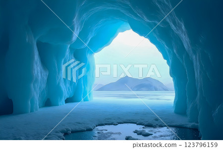 cave with blue sky 123796159
