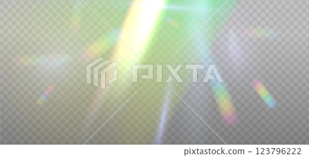 Rainbow green reflection highlights. Glare from water and glass. Glittering particles for social media backgrounds, product presentations, photo shots. Vector eps10 Rainbow green reflection highlights. Glare from water and glass. Glittering particles for social media backgrounds, product presentations, photo shots. Vector eps10 123796222