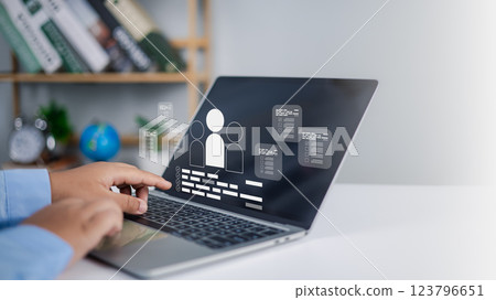 Human Resource Management concept, Recruitment management Business concept, Relationship Management with global structure, Human Resources, Management recruitment employment headhunting concept 123796651