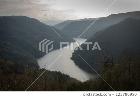 Miradoiro de Pesqueiras. Rio Mino. Minho. Galicia. Spain 123796950