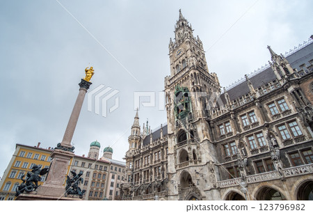 Rathaus-Glockenspiel, a tourist attraction in Marienplatz, the heart of Munich, Germany Rathaus-Glockenspiel, a tourist attraction in Marienplatz, the heart of Munich, Germany 123796982
