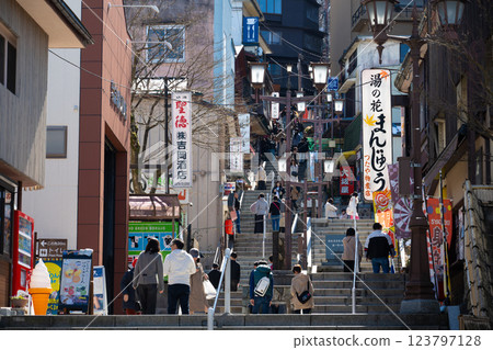 Ikaho Onsen in winter, the scenery of the stone steps 123797128