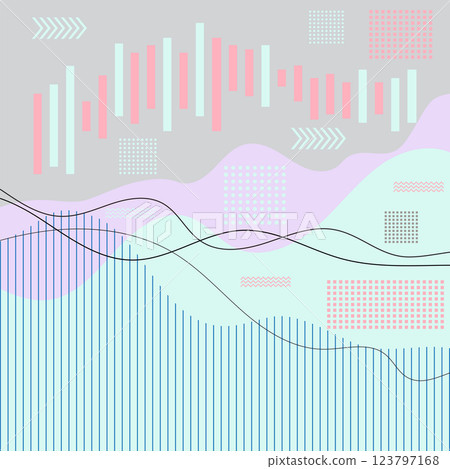 Vector Graphs, diagrams, parabolas, geometric shapes for presentation. Analysis data background. Business finance graphic chart. Concept template for growth, marketing 123797168
