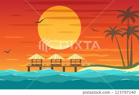 Ocean coast resort landscape Ocean coast resort landscape 123797240