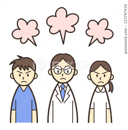 Three angry medical workers Three angry medical workers 123797438
