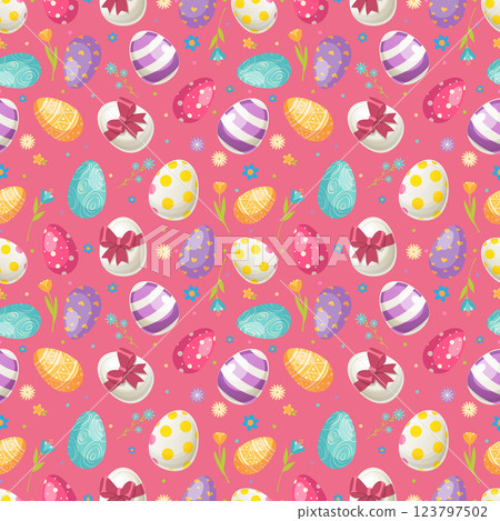 Easter eggs, Easter holiday, Holy Resurrection, seamless pattern, illustration, vector Easter eggs, Easter holiday, Holy Resurrection, seamless pattern, illustration, vector 123797502