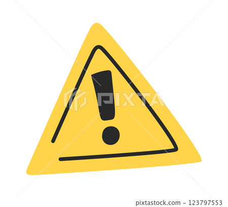 Yellow triangle exclamation mark sign Yellow triangle exclamation mark sign 123797553