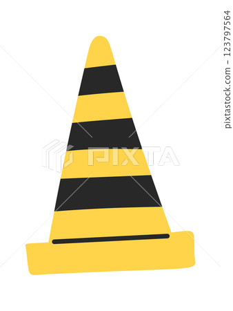 Stripped cone road warning sign 123797564
