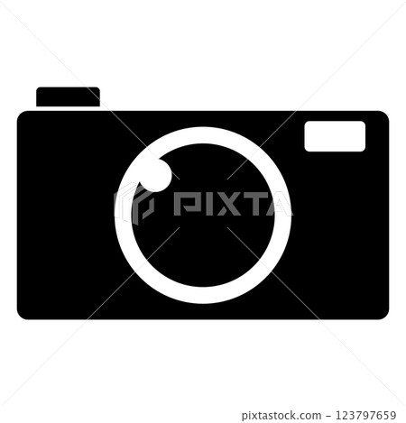 Simple and flat black and white camera icon on white background 123797659