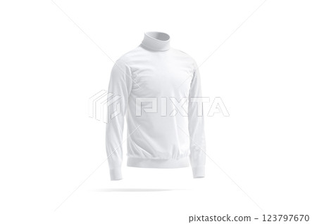Blank white turtleneck sweater mockup, side view 123797670