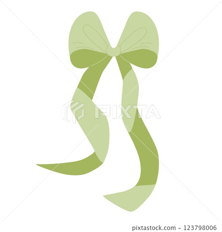 Green bow vector illustration hand drawn in flat style. Bow knot ribbon for gifts, package, print, posters. Isolated on white background Green bow vector illustration hand drawn in flat style. Bow knot ribbon for gifts, package, print, posters. Isolated on white background 123798006