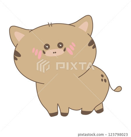 Kawaii boar vector illustration. Cartoon wildlife. Forest animal bird with cute blush. Isolated on white background 123798023