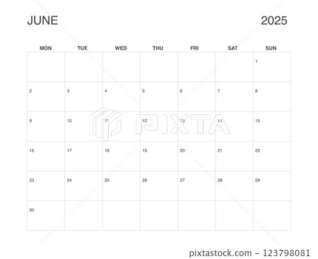 JUNE 2025 Letter Size Monthly Calendar, Minimalist Printable Calendar, Dated JUNE Planner 123798081