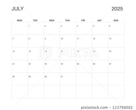 JULY 2025 Letter Size Monthly Calendar, Minimalist Printable Calendar, Dated JULY Planner 123798082