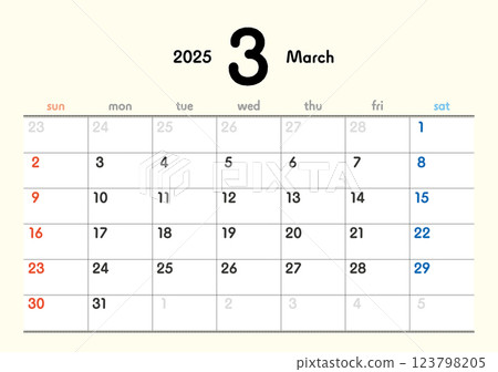 2025 Calendar March 2025 Calendar March 123798205