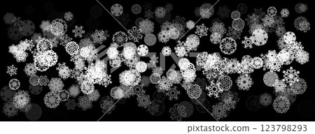 Abstract pattern of falling transparent snowflakes on a translucent background. Perfect for a banner, greeting card, Christmas or New Year card, invitation or wrapping paper Abstract pattern of falling transparent snowflakes on a translucent background. Perfect for a banner, greeting card, Christmas or New Year card, invitation or wrapping paper 123798293