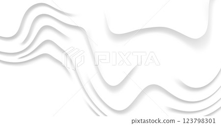 Vector image with abstract white background decorated with smooth gradient lines. Dynamic wavy lines add artistic accent creating elegant and modern design. 123798301