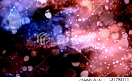Vector illustration with bokeh effect, made in soft lilac and blue tones. Many glowing particles of different sizes create the atmosphere of a starry sky or magical glow. Vector illustration with bokeh effect, made in soft lilac and blue tones. Many glowing particles of different sizes create the atmosphere of a starry sky or magical glow. 123798323