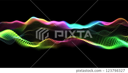 Wave pattern vector. 3D glowing abstract digital particles background. Technology concept. Abstract background. Future vector illustration. 123798327