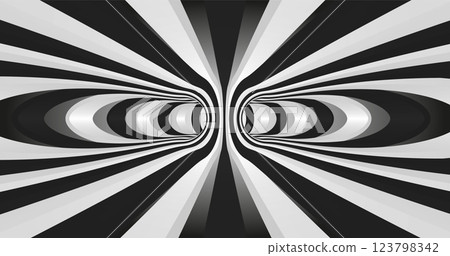 Vector black and white striped pattern that creates a 3D optical illusion with curved and distorted lines. This abstract design is perfect for modern art, visual effects or unique creative projects. Vector black and white striped pattern that creates a 3D optical illusion with curved and distorted lines. This abstract design is perfect for modern art, visual effects or unique creative projects. 123798342