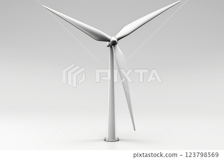 Wind generator with propellers, renewable ecological green energy, white background isolate. 123798569