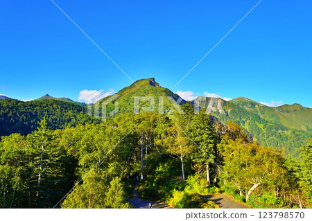 View of the Daisetsuzan mountain range from the Kurodake Station Nature Terrace 123798570