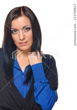 Happy smiling lady 123798627