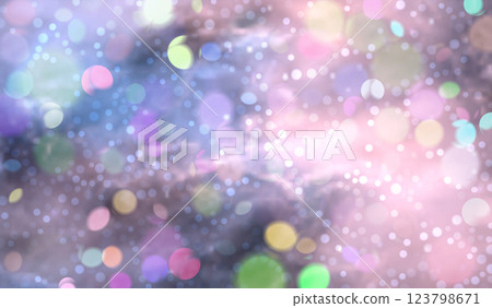 Vector illustration with bokeh effect, made in soft lilac and blue tones. Many glowing particles of different sizes create the atmosphere of a starry sky or magical glow. Vector illustration with bokeh effect, made in soft lilac and blue tones. Many glowing particles of different sizes create the atmosphere of a starry sky or magical glow. 123798671