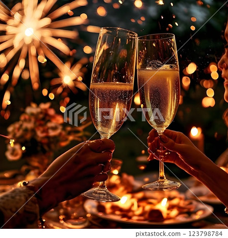 Celebrating Under the Stars: Champagne and Fireworks Celebrating Under the Stars: Champagne and Fireworks 123798784