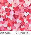 Abstract red sparkle heart background, party invitation, postcard for couple in love, copy space, painted with watercolors, symbol of love devotion happiness mutual 123798946