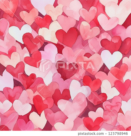 Abstract red sparkle heart background, party invitation, postcard for couple in love, copy space, painted with watercolors, symbol of love devotion happiness mutual 123798946