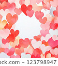 Abstract red sparkle heart background, party invitation, postcard for couple in love, copy space, painted with watercolors, symbol of love devotion happiness mutual 123798947