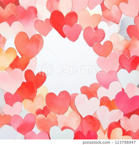 Abstract red sparkle heart background, party invitation, postcard for couple in love, copy space, painted with watercolors, symbol of love devotion happiness mutual 123798947
